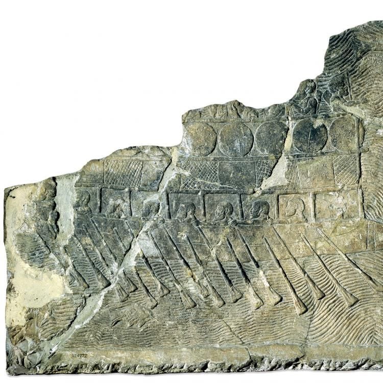 Stone panel fragment from the South-West Palace of Sennacherib, Assyria