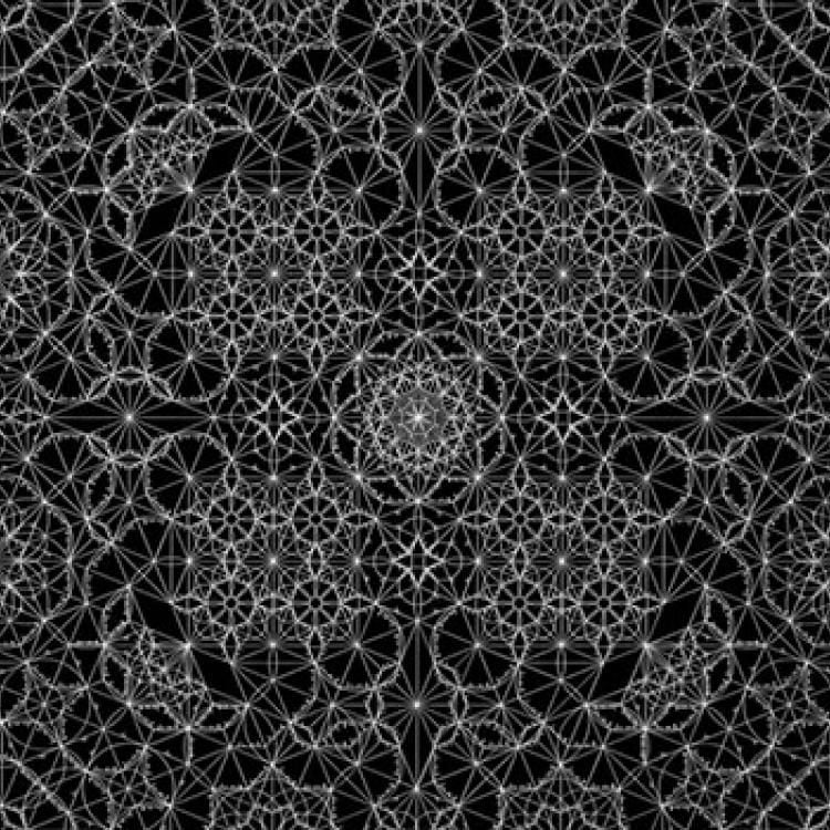 White ink drawing based upon the architectural design of muqarnas