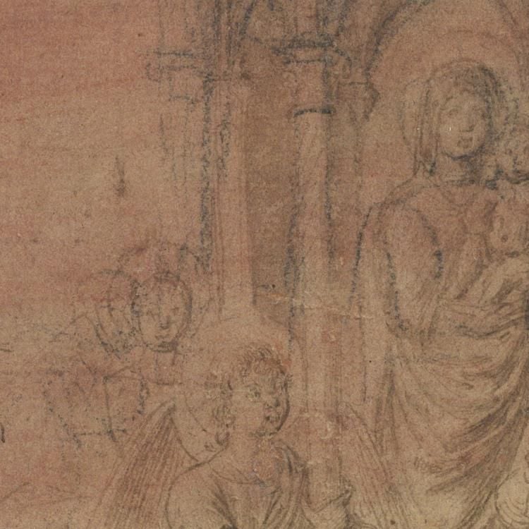 Drawing of Madonna and Child with angels