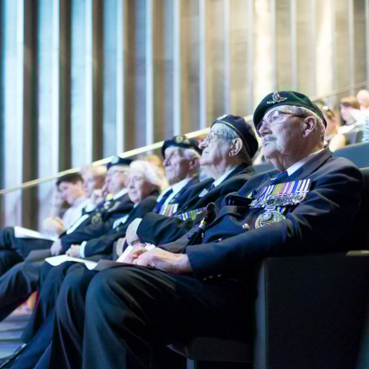 Row of veterans in a theatre
