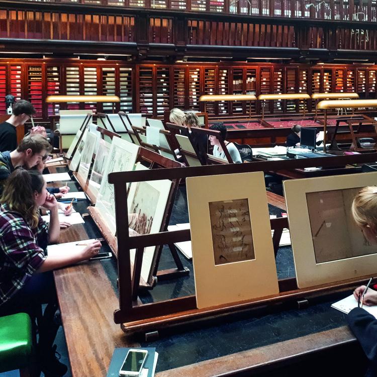 Detail of the Prints and drawings study room at the British Museum