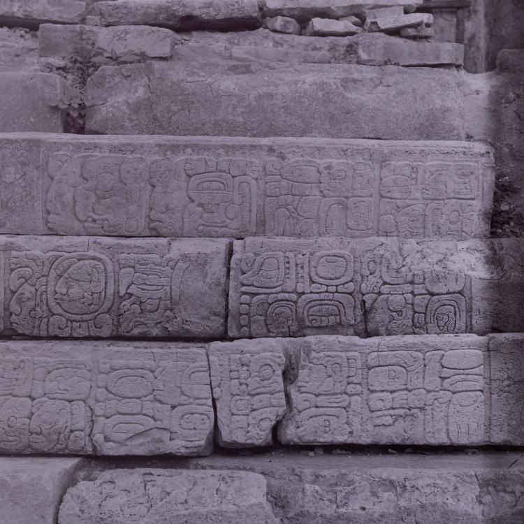 Black and white photograph of the stairway