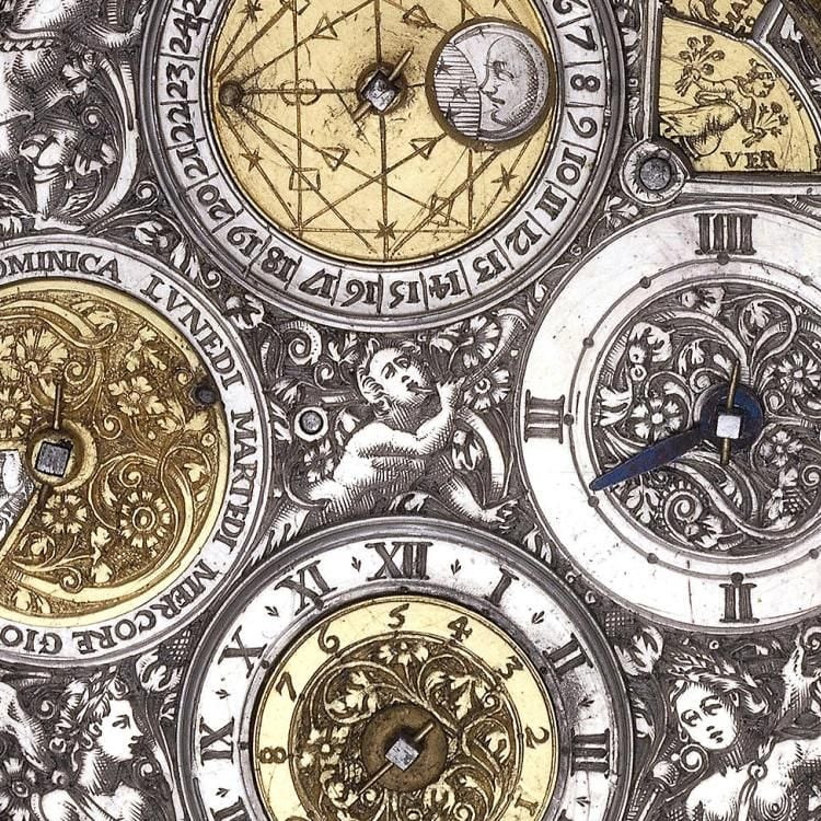 Oval clock-watch with hour-striking alarm and calendar