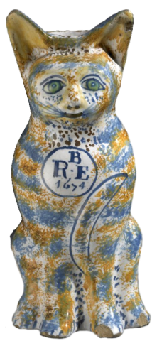 Southwark made earthenware jug in shape of cat