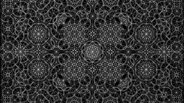 White ink drawing based upon the architectural design of muqarnas