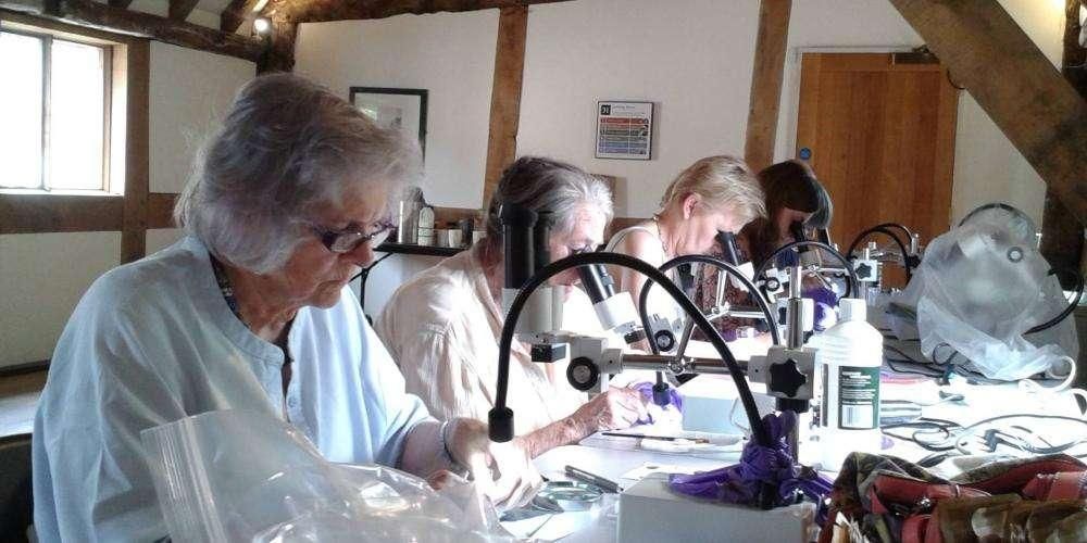 Volunteers clean Bredon Hoard coins under the Museum's PAS work
