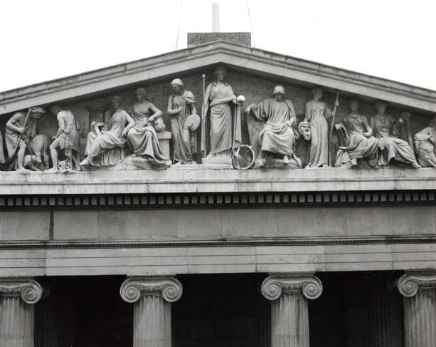 The pediment showing the eight stages of mankind