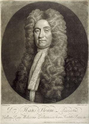 Mezzotint print portrait of Hans Sloane