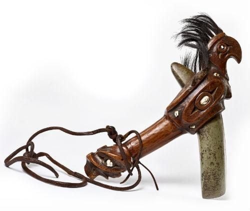 Club made out of yew wood, stone and human hair