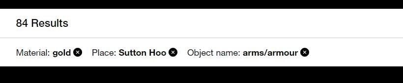 Screenshot of Collection online showing number of results and search terms