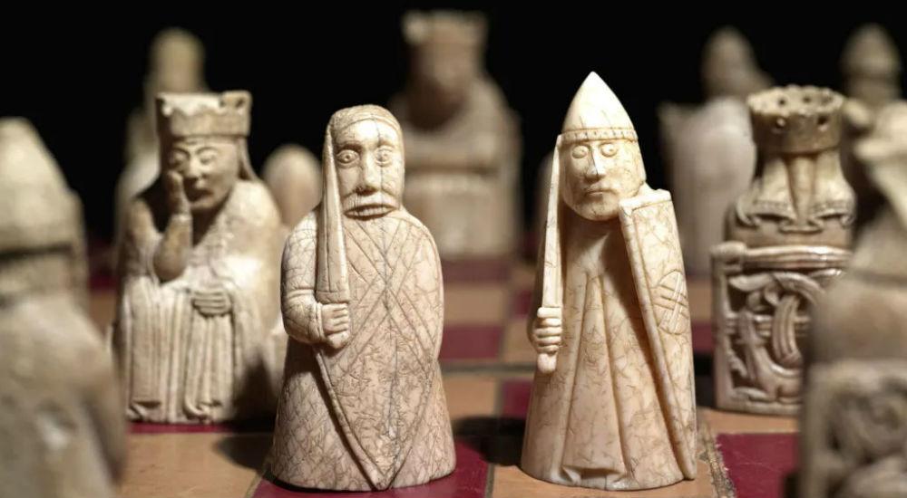 Chess pieces on a board