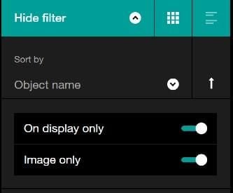 Screen grab of Collection online filter showing image only toggle