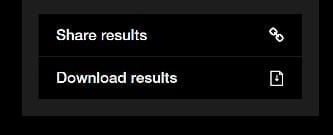 Screen grab of Collection online filter showing share and download buttons