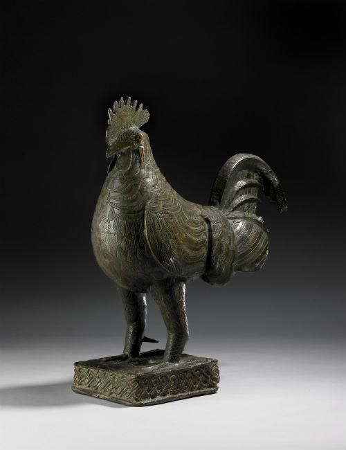 Cast brass figure of a cockerel