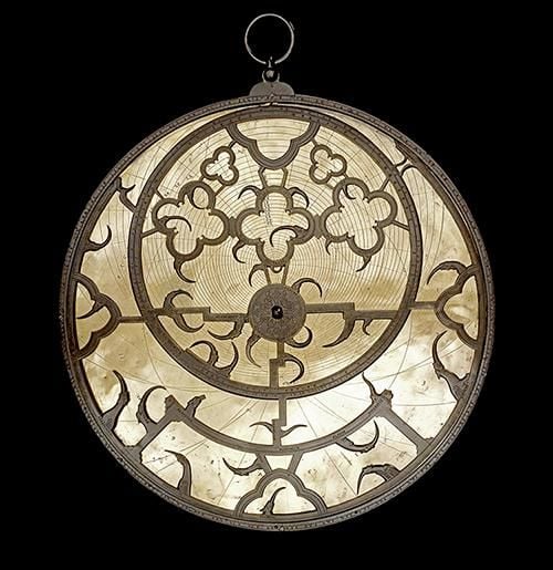 Engraved copper alloy astrolabe