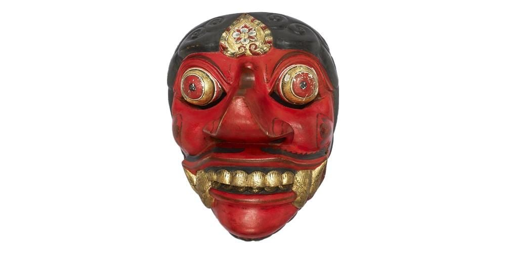 Mask made of wood, possibly of the demonic male character Raja Mala