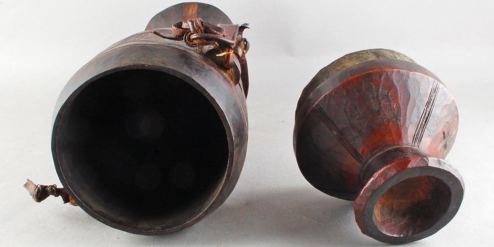 Inside of milk vessel carved of wood