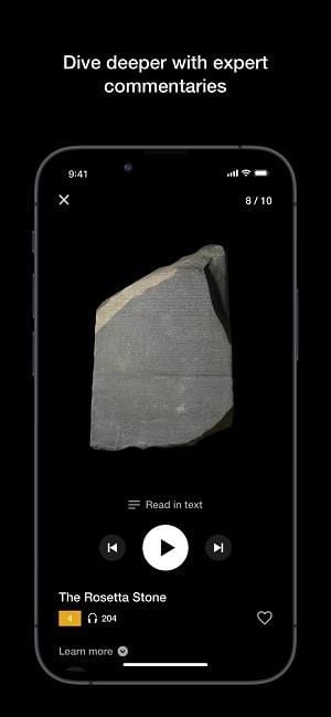 Screenshot taken from the British Museum Audio app.