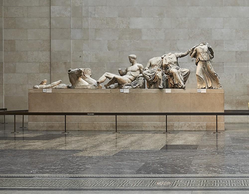 Sculptures on display in Room 18, various figures, some with heads missing