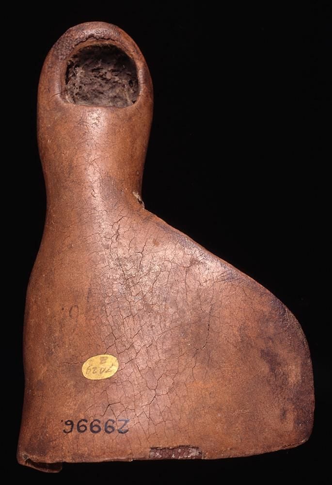 A 'prosthetic' toe made of cartonnage and with the toenail missing