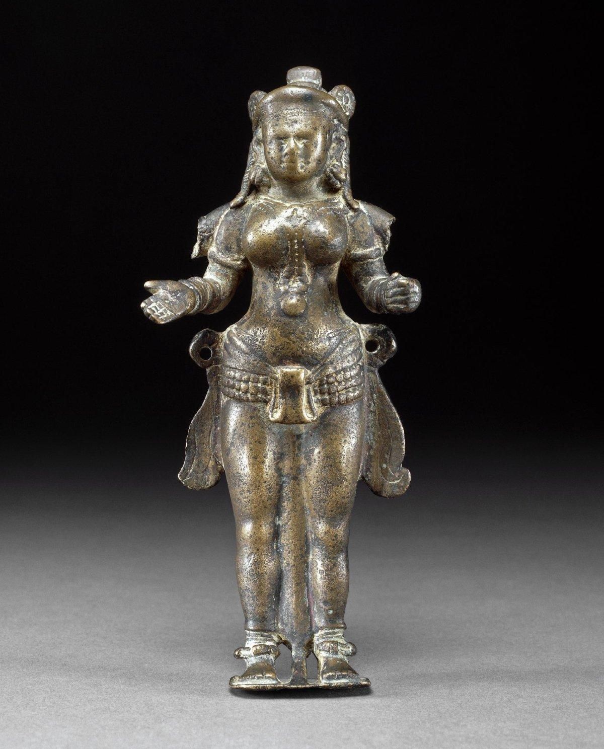 Copper alloy figure of a goddess