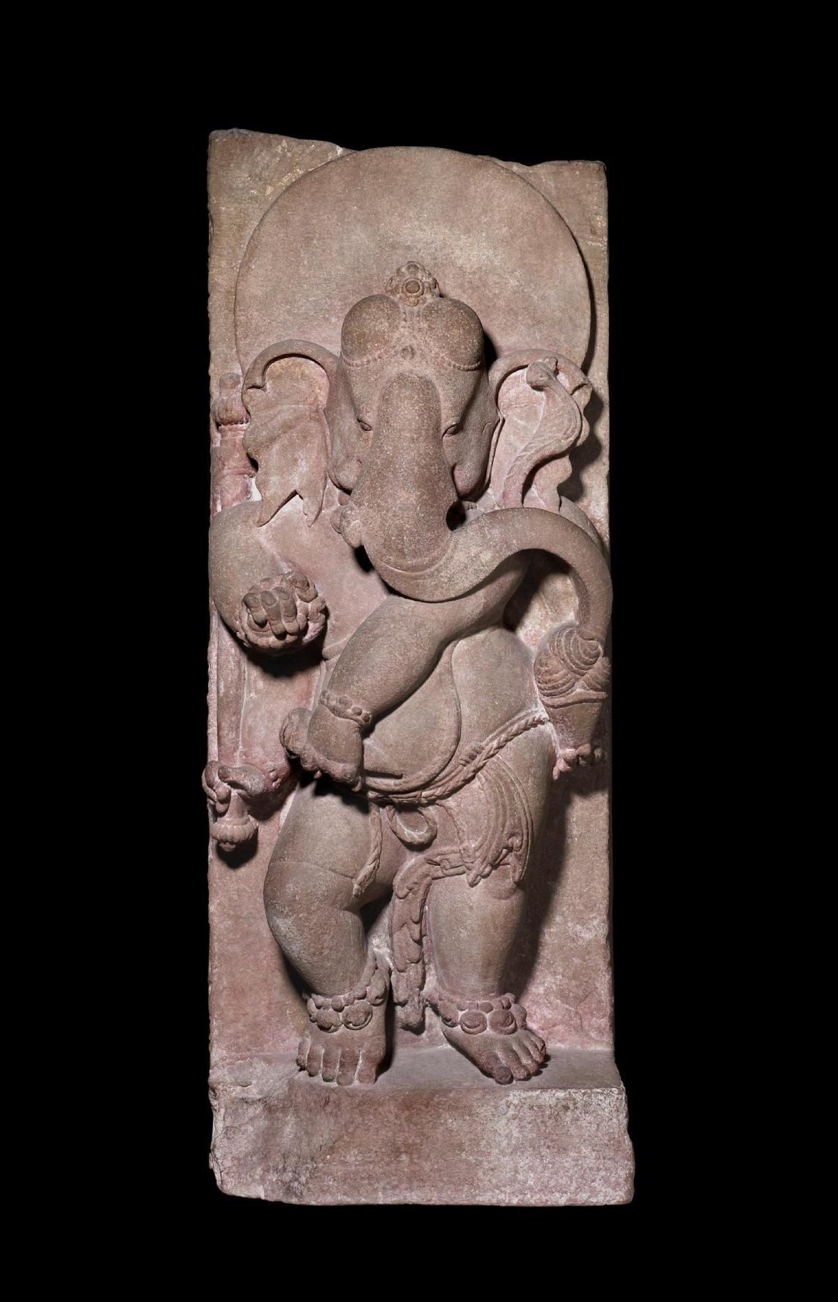 Sandstone figure of dancing Ganesha