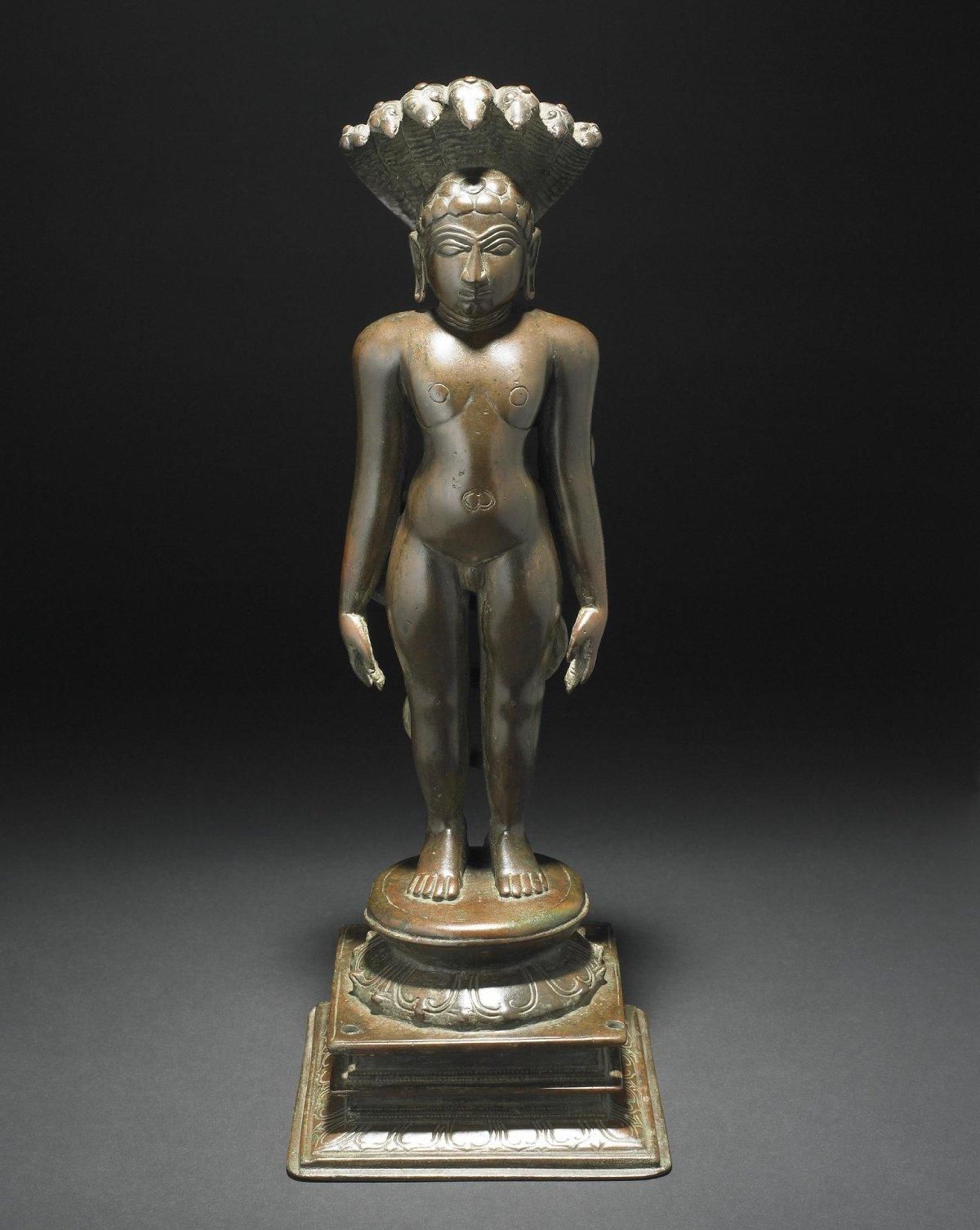 Bronze Parshvanatha figure with snake canopy