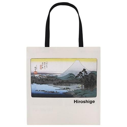 A tote bag with an image of Mount Fuji by Hiroshige